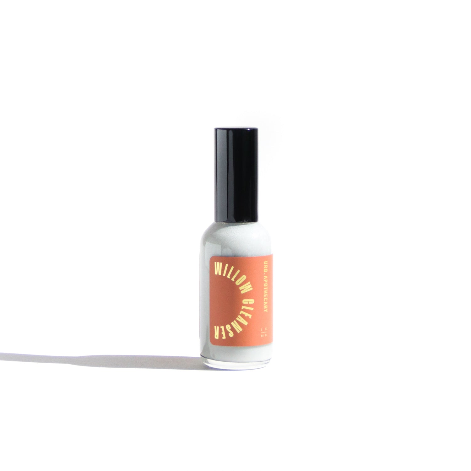 Close-up shows Willow MOTIM Cleanser, a natural skincare product by URB. Apothecary, against a bright white background.
