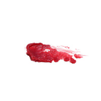 A swipe of vibrant red lipstick or lip gloss shows its texture on a white background.
