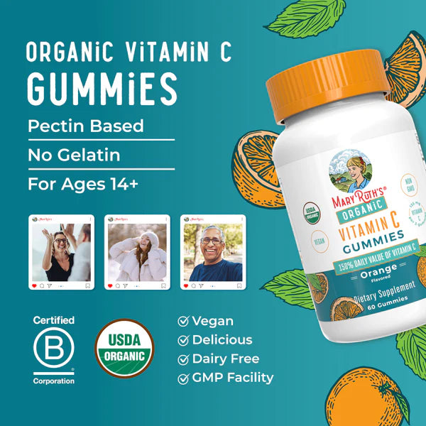 Organic Orange Vitamin C Gummies, 20 Servings