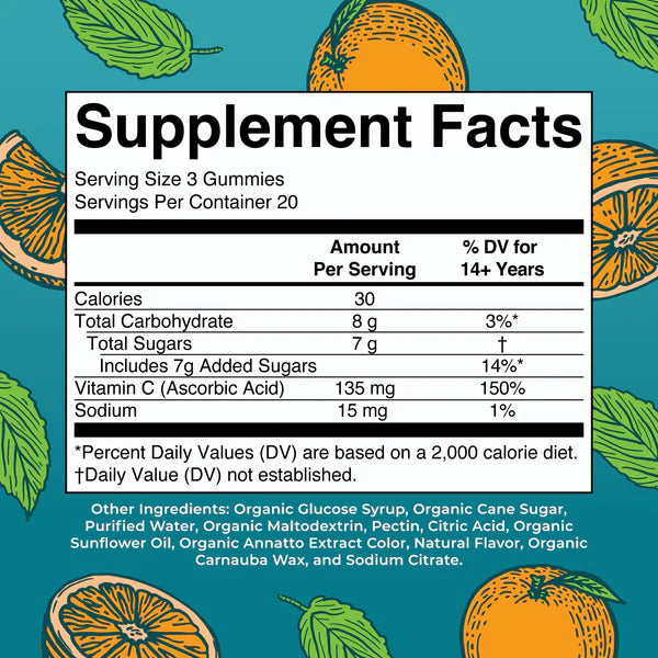 Organic Orange Vitamin C Gummies, 20 Servings