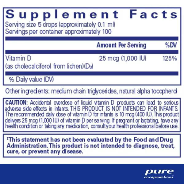 Vitamin D3 (Vegan) Liquid, 100 Servings