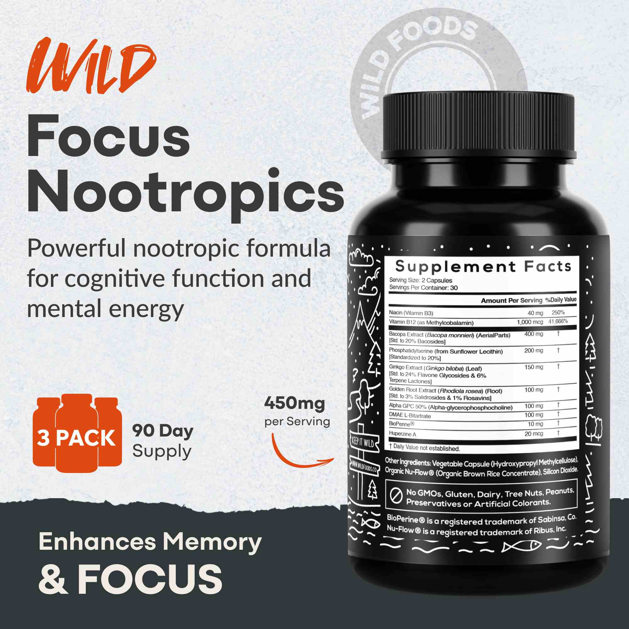 Focus Nootropic Blend – Cognitive Support for Memory & Focus