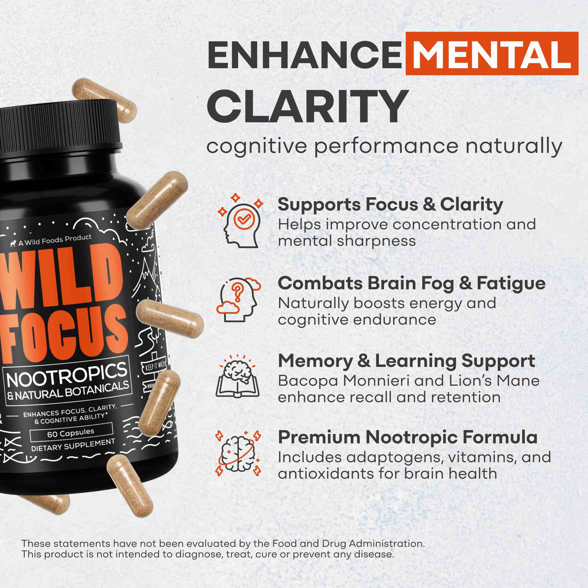 Focus Nootropic Blend – Cognitive Support for Memory & Focus